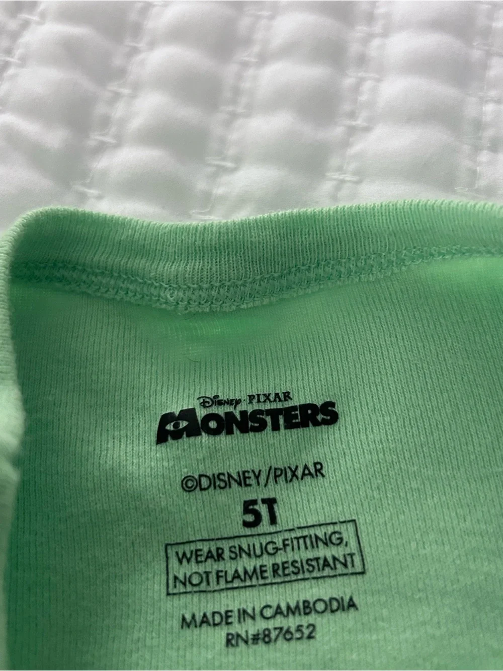 Monsters, Inc. Green & Blue Kids Pajama Set. Size 5T